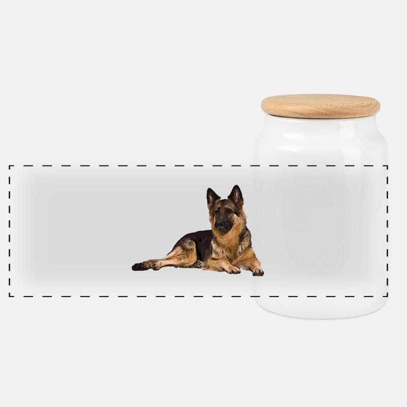 Deutscher Schäferhund - Panorama Keksdose mit Holzdeckel - Weiß
