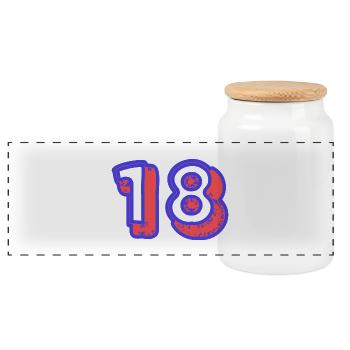 18. 18 YEARS OLD. 18th ANNIVERSARY. 18 BIRTHDAY. - Panoramic Cookie Jar with Wooden Lid - white - Front