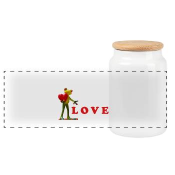 Love Seeds with Colorful Seeds - Panoramic Cookie Jar with Wooden Lid - white - Front