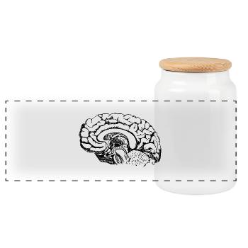 Brain Anatomy - Panoramic Cookie Jar with Wooden Lid - white - Front