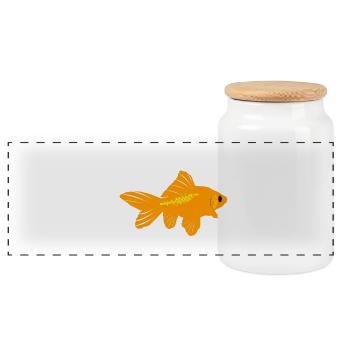 Goldfisch - Panorama Keksdose mit Holzdeckel - Weiß - Vorne