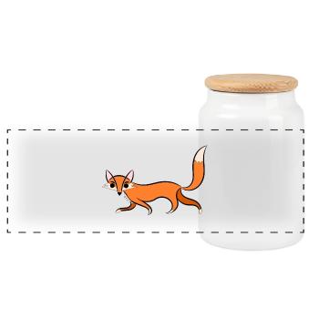 fox Illustration - Boîte à biscuits avec couvercle en bois - blanc - Devant
