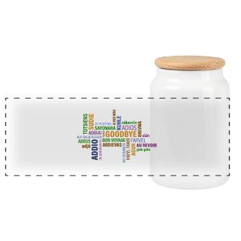 Au revoir - Boîte à biscuits avec couvercle en bois - blanc - Devant