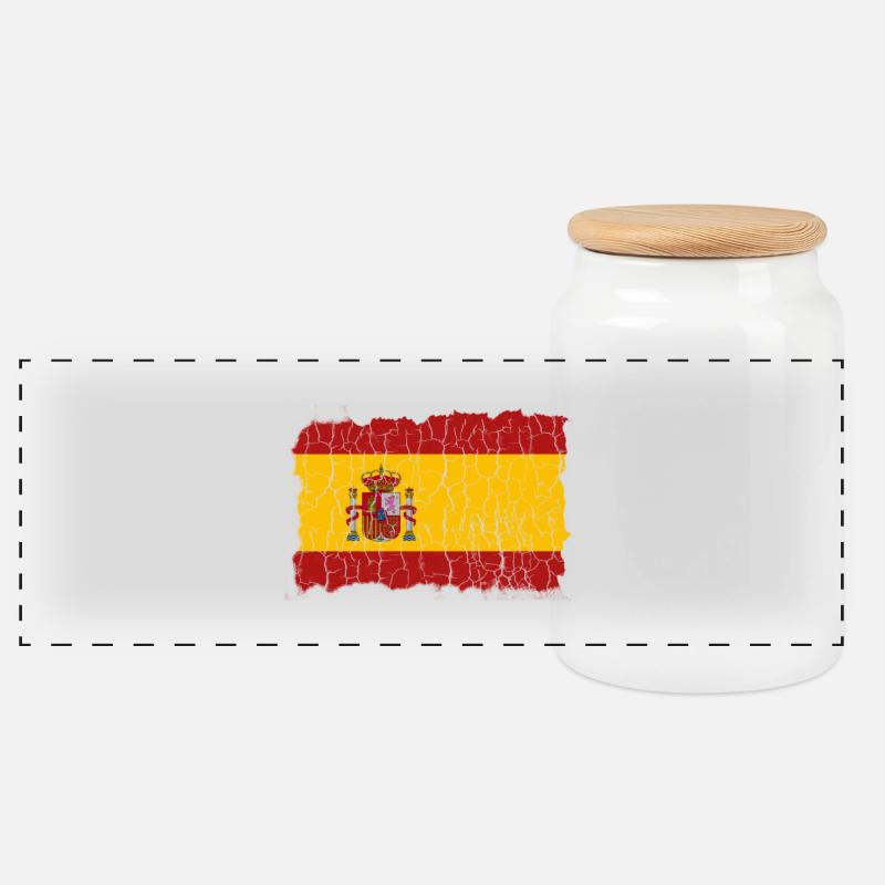 Spanien Flagge Espania - Panorama Keksdose mit Holzdeckel - Weiß