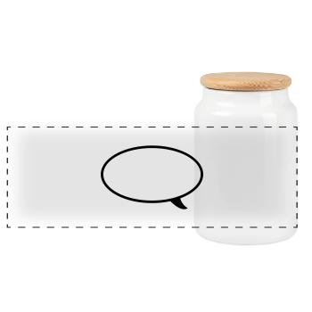 Speech bubble Line - Panoramic Cookie Jar with Wooden Lid - white - Front