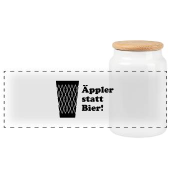 Äppler statt Bier - Panorama Keksdose mit Holzdeckel - Weiß - Vorne