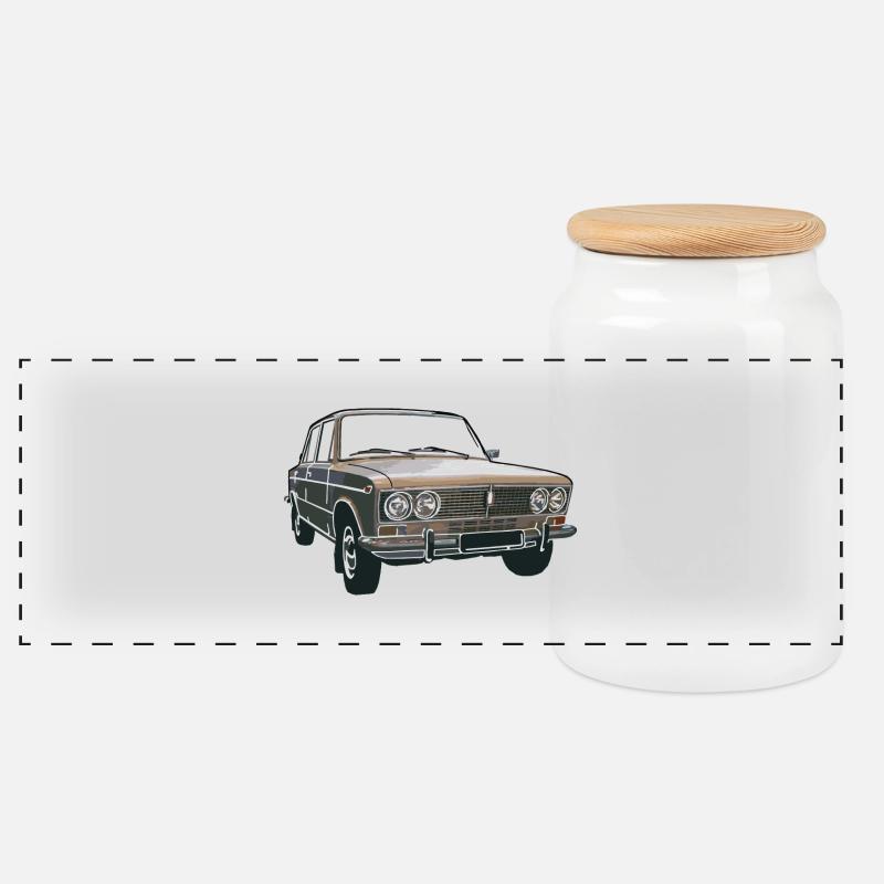Lada 1500 VAZ 2103 Zhigul - Panorama Keksdose mit Holzdeckel - Weiß