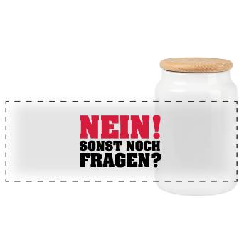Nein! Sonst noch Fragen? - Panorama Keksdose mit Holzdeckel - Weiß - Vorne