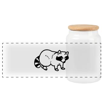 Raccoon - Line - Boîte à biscuits avec couvercle en bois - blanc - Devant