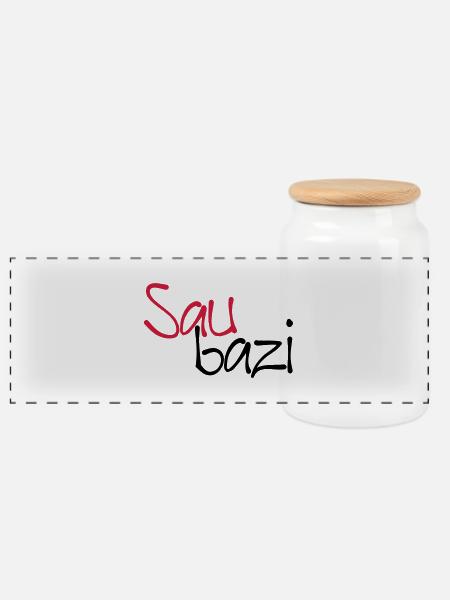 Saubazi - Panorama Keksdose mit Holzdeckel - Weiß