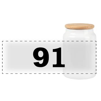 Number - 91 – Ninety One - Panoramic Cookie Jar with Wooden Lid - white - Front