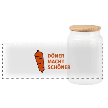 Döner macht schöner - Panorama Keksdose mit Holzdeckel - Weiß - Vorne