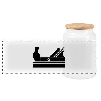 Avion - Boîte à biscuits avec couvercle en bois - blanc - Devant
