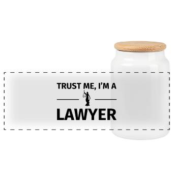 Trust me I'm a Lawyer - Panoramic Cookie Jar with Wooden Lid - white - Front