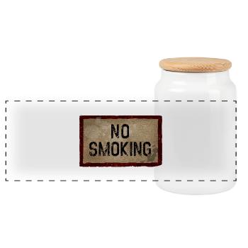 No Smoking - Panorama Keksdose mit Holzdeckel - Weiß - Vorne