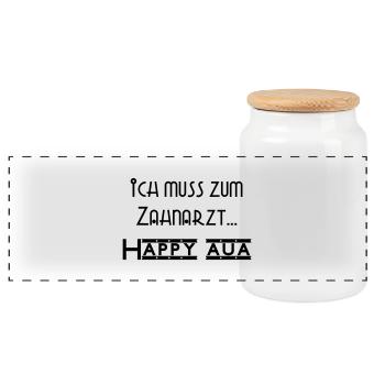lustiger Spruch - Zahnarzt - Panorama Keksdose mit Holzdeckel - Weiß - Vorne