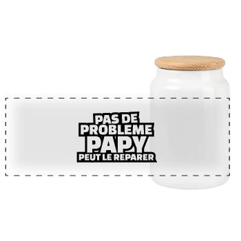 Papy peut le réparer - Boîte à biscuits avec couvercle en bois - blanc - Devant