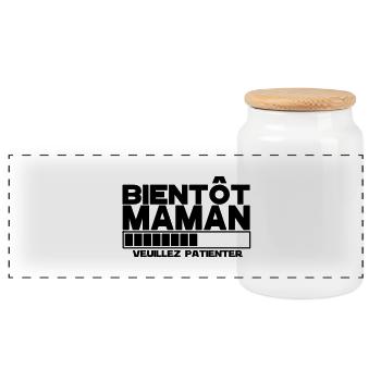 bientôt maman - Boîte à biscuits avec couvercle en bois - blanc - Devant