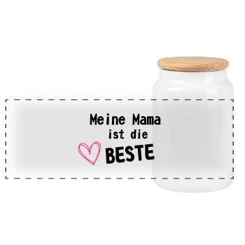 Mama ist die Beste - Panorama Keksdose mit Holzdeckel - Weiß - Vorne