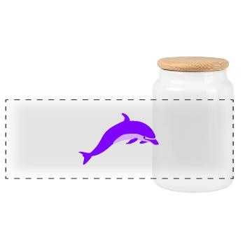 Purple dolphin - Panoramic Cookie Jar with Wooden Lid - white - Front