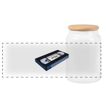 OLD SCHOOL P*RN vhs - Panoramic Cookie Jar with Wooden Lid - white - Front