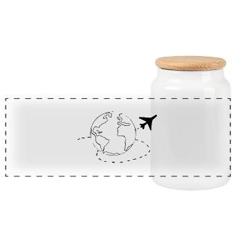 worldtravelshop - Boîte à biscuits avec couvercle en bois - blanc - Devant