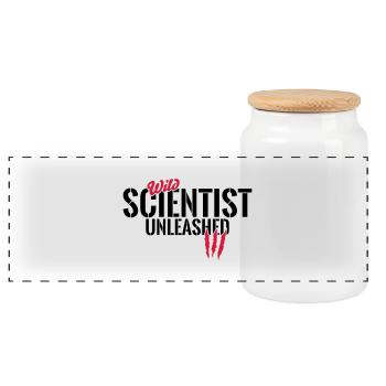Wild scientists unleashed - Panoramic Cookie Jar with Wooden Lid - white - Front