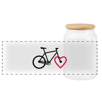 love bike - Panorama Keksdose mit Holzdeckel - Weiß - Vorne