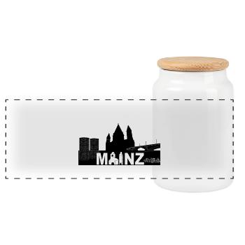 Mainz white - Panoramic Cookie Jar with Wooden Lid - white - Front
