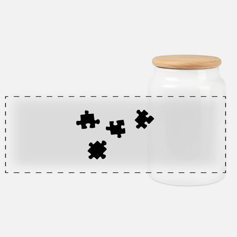 puzzelteile - Panorama Keksdose mit Holzdeckel - Weiß