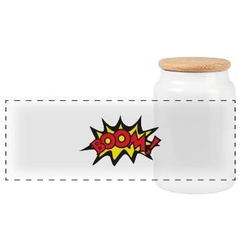 Boom! - Panoramic Cookie Jar with Wooden Lid - white - Front
