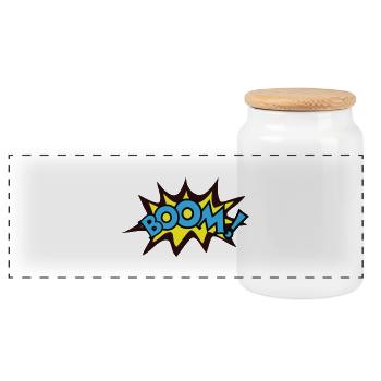 Boom! - Panoramic Cookie Jar with Wooden Lid - white - Front
