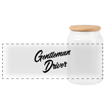 Gentleman Driver - Boîte à biscuits avec couvercle en bois - blanc - Devant