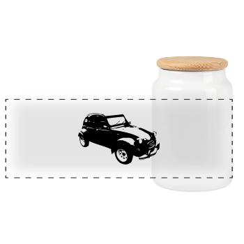 vintage old voiture41 dodoche - Panoramic Cookie Jar with Wooden Lid - white - Front