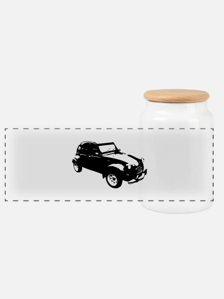 Jahrgang alten voiture41 dodoche - Panorama Keksdose mit Holzdeckel - Weiß