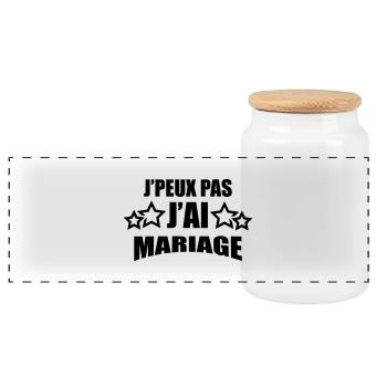 j'peux pas j'ai mariage - Boîte à biscuits avec couvercle en bois - blanc - Devant