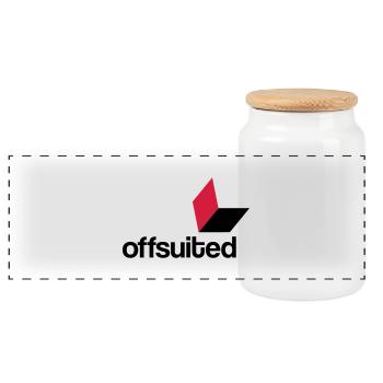 offsuited logo schwarz - Panorama Keksdose mit Holzdeckel - Weiß - Vorne