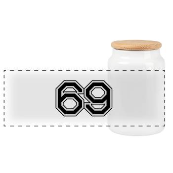 Year 69 - Panoramic Cookie Jar with Wooden Lid - white - Front