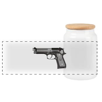 Beretta - Panoramic Cookie Jar with Wooden Lid - white - Front