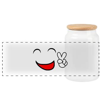 Smiley - Panoramic Cookie Jar with Wooden Lid - white - Front