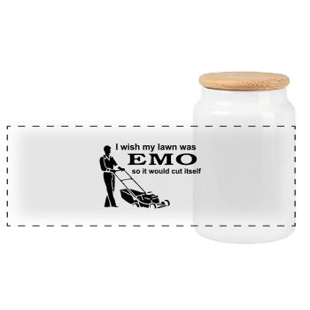 I Wish My Lawn Was Emo So It Would Cut Itself - Boîte à biscuits avec couvercle en bois - blanc - Devant