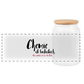 Chemie ist fantastisch - Panorama Keksdose mit Holzdeckel - Weiß - Vorne
