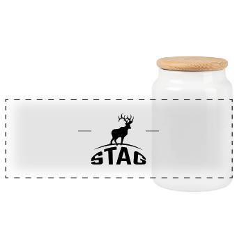 Stag - Panoramic Cookie Jar with Wooden Lid - white - Front