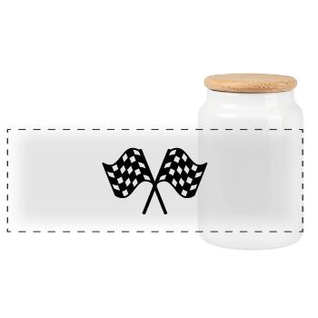 2 flags race - Panoramic Cookie Jar with Wooden Lid - white - Front