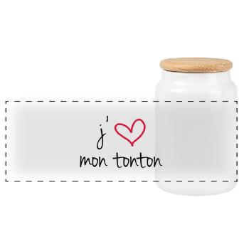J'aime mon tonton - Boîte à biscuits avec couvercle en bois - blanc - Devant