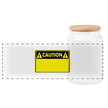 CAUTION - Panorama Keksdose mit Holzdeckel - Weiß - Vorne