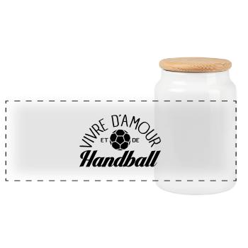Vivre D'amour et de Handball - Boîte à biscuits avec couvercle en bois - blanc - Devant