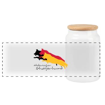 altdeutscher schäferhund - Panorama Keksdose mit Holzdeckel - Weiß - Vorne
