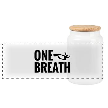One Breath Freedive Apnea - Panorama Keksdose mit Holzdeckel - Weiß - Vorne