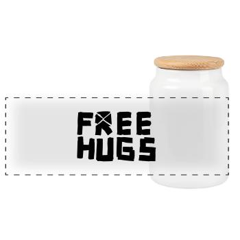 Free hugs - Panorama Keksdose mit Holzdeckel - Weiß - Vorne